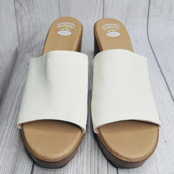 Dr. Scholl’s Womens Faux Wood Platform‎ Riveted Wake Up Sandal Mule White 11 M - Picture 7 of 7